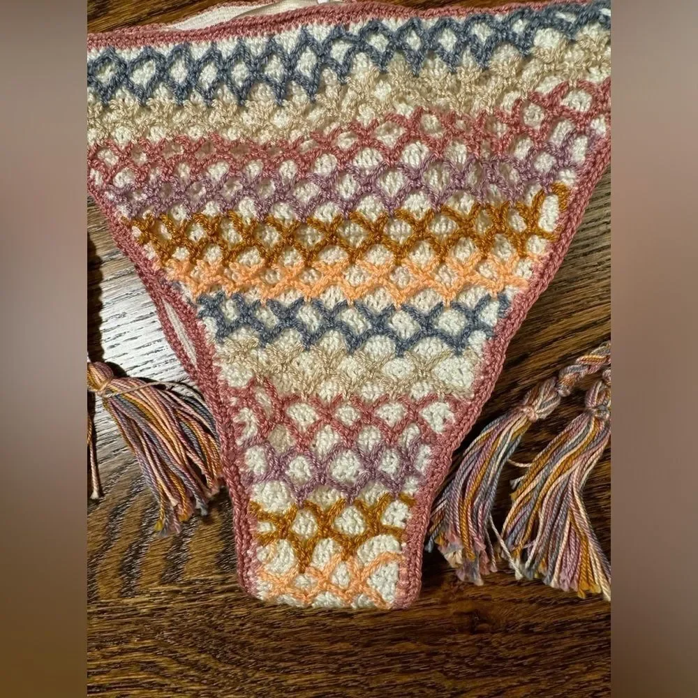 Anna Kosturova Crochet Dusk Rainbow Mesh Bikini Bottom Size Large - Picture 10 of 11